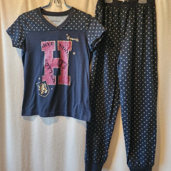 🪄 Harry Potter Girls Pajama Set – Size Large (10/12) Hogwarts Stars – Navy Blue - Picture 3 of 3
